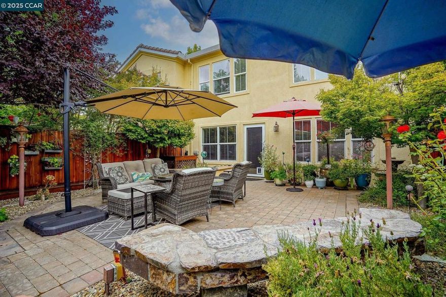 Charming townhome in coveted Cedar Bridge in The Bridges of San Ramon!   New price for this 2 bedroom/ 2.5 bath home that features an extra loft ideal for a home office!  Fabulous location with wonderful upgrades including hardwood and travertine floors, custom window coverings, upgraded light fixtures, newer water heater and a lovely updated kitchen that features granite counters, refaced cabinets, newer appliances, recessed lighting and more!  Enjoy the primary suite complete with vaulted ceiling, hardwood floors, ceiling fan, spacious closet with organizers and a remodeled bathroom with granite slab counter with dual sinks, custom cabinets and a stunning walk-in shower w/waterfall fixture!  Convenient loft off of the second bedroom!  Washer, dryer and refrigerator are included!  And the comfortable rear yard with paver patio backs to open area and is great for entertaining or relaxing!  Great location within the community - a short walk to award-winning Coyote Creek Elementary School and close to Blackhawk Plaza, San Ramon Regional Medical Center, the thriving San Ramon City Center, Bishop Ranch Business Park and more!