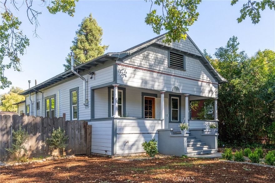 Step into Chico history with this classic charmer, offering not just one, but two separate homes on one corner lot. The front home, 1805 Hemlock, was originally built in 1905, and its timeless character still shines through today. Thoughtful updates have brought modern comfort while preserving its historic appeal, creating a warm and inviting space ready for its next chapter. Inside, you’ll find 2 bedrooms, 2 bathrooms, and over 1,100 sq. ft. of living space. Highlights include original hardwood floors, fresh paint, updated dual-pane windows, a beautifully refreshed kitchen with butcher block counters, new vinyl flooring, new mini-split heat/air, a gas range, and ample pantry storage. The living room glows with natural light, while the dining room’s wood-paneled walls nod to the home’s roots. The primary suite offers high ceilings, a spacious ensuite with tub/shower combo, and plenty of closet space. A second bedroom at the front of the home, a large laundry room with a utility sink, and a bonus space overlooking the backyard add both charm and function. Just behind it sits 387 E 18th St, a darling studio ADU with its own kitchen and bathroom, built in 2020. This modern, light-filled cottage includes vaulted ceilings, LVP flooring, a farmhouse sink, solid-surface counters, a garden window, and its own private backyard. Currently tenant-occupied, the renter would love to stay, offering instant passive income to the next owner. Each home enjoys its own yard and separate entrances, giving you privacy and flexibility whether you’re looking to house-hack, create a multi-generational setup, or expand your rental portfolio. Set on a corner lot with inviting curb appeal, this property blends the character of Chico’s history with the practicality of modern upgrades and the bonus of built-in income. Rarely does a dual-home property like this come available. Two homes...One lot... Endless opportunities!