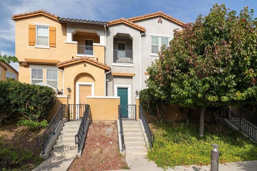 Spacious 3-bed, 2.5-bath townhome in a quiet neighborhood near Naval Base. Rare opportunity in sought-after gated complex w/ low HOA dues! Strategic location w/ easy access to Freeways 805 and 5, walking distance to shopping & dining. Built in 2005, featuring modern bamboo floors, open floor plan & feel, abundant windows, with 2-car attached garage direct access to home. Split-level design w/ top-floor bedrooms, hardwood & tile floors, modern design w/plenty of light. Upstairs balcony & front porch surrounded by greenery. Gated community, VA Approval Estrella Walk (008547)
