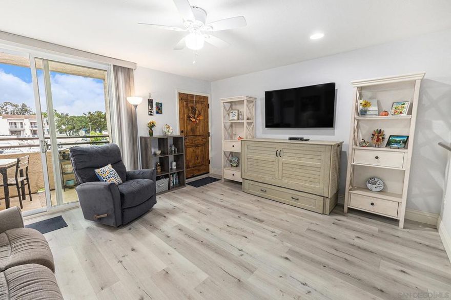 Upgraded 2-story corner unit with 2 assigned parking spaces and low HOA only $190/month, covering water, trash, and internet. Ideal for students or professionals! Features include a modern kitchen with tile floors, granite counters, and stainless steel appliances. Upstairs bedroom offers vaulted ceilings and mirrored closet doors; bath includes tiled tub/shower, granite countertop, and travertine flooring. In-unit washer/dryer on 2nd floor. Enjoy a private patio with greenbelt views. Located in The Venetian, a resort-style community with pool, spa, fitness center, tennis, BBQ area, and EV charging. VA approved and centrally located near parks, shopping, and dining.