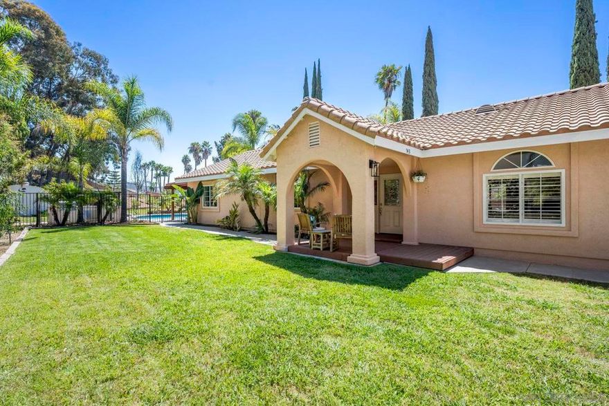 *NEW: Price improvement - seller will also consider a rate buy-down incentive with the right offer.*   Beautifully remodeled 3-bedroom home with optional 4th, perched above the treetops with sweeping views of the soon-to-be-completed Bonsall Park. Interior highlights include designer finishes, top-of-the-line appliances, and fireplaces in both the living room and primary suite. The backyard is built for entertaining with a solar-heated Baja pool, expansive patio, outdoor kitchen with built-in refrigeration, and an oversized fenced yard with ADU potential. Additional features include a 3-car garage, gated RV parking, new furnace and A/C, and ample driveway parking. Conveniently located minutes from Bonsall’s town center, award-winning schools, dining, and shopping.