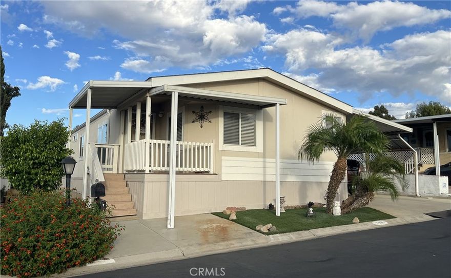 Are you searching for the perfect place to retire? Look no further!

Welcome to Villa Magnolia, a beautifully maintained 55+ gated community in Riverside.

We’re proud to offer a charming 2002 Skyline Manufactured Home featuring: 3 Bedrooms |  2 Bathrooms |  Spacious, Open Floor Plan | 1344 approx. sq. ft. A front porch entry into a bright and spacious living room, seamlessly connected to the dining area and kitchen. The kitchen is equipped with stainless steel appliances: refrigerator, dishwasher, oven/range, ample cabinetry, drawer space, and countertops on both sides of the kitchen. There is a cozy breakfast nook or sitting area just off the kitchen. The Primary Suite features a walk-in closet and an en-suite bathroom, complete with double vanity sinks and a walk-in shower.  The laundry room that includes a full-size washer & dryer, provides entry/exit access to the covered carport. Additional features: flooring throughout, ceiling fans, drywalled rounded walls, and central A/C & furnace, a new water heater installed May 2025, a concrete backyard patio, and a large storage shed. Community Amenities: Villa Magnolia offers a vibrant lifestyle with a beautifully designed clubhouse atop a hill, offering breathtaking city views and a resort-like atmosphere.Enjoy a formal living room with a fireplace, fully equipped kitchen for events, billiards room and a fitness center. The community also offers regularly scheduled activities and community events.

It is a prime location, conveniently located with easy freeway access, close to, restaurants & shopping (including Tyler Mall), Kaiser Permanente Hospital. Whether you're looking to enjoy peaceful living or stay active with social opportunities, Villa Magnolia offers the best of both worlds.
