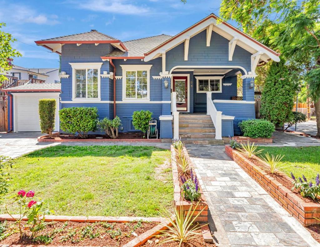 This delightful Queen Anne radiates charm & sophistication. Located adjacent to Naglee Park & under a mile from William Street Park! The high ceilings & expansive windows create a sense of grandeur that exceeds its size. The elegant living room is bordered by striking wooden columns. The dining room is a true centerpiece, complete with built-in cabinetry & enchanting moldings. This home beautifully blends the character of a bygone era with the conveniences of modern living. The hall bathroom has been tastefully updated & the kitchen has been remodeled & recently refreshed with new countertops. The character continues into the primary suite with stained-glass windows & an attached bathroom. Impressively, there is a basement that includes a full bathroom, a bedroom, & a living room. Offering countless possibilities. The backyard is beautiful and outperforms its size. There is a one car garage that opens to the front driveway. Additionally, a retired garage has been transformed into a fun pavilion, ideal for a harvest table, pool table, or game room. The backyard is beautifully finished with a patch of turf, built-in outdoor lighting, planter boxes, a spacious side yard, & stylish pavers! Welcome home to the charm and conveniences of a home in Naglee Park, without the price tag!