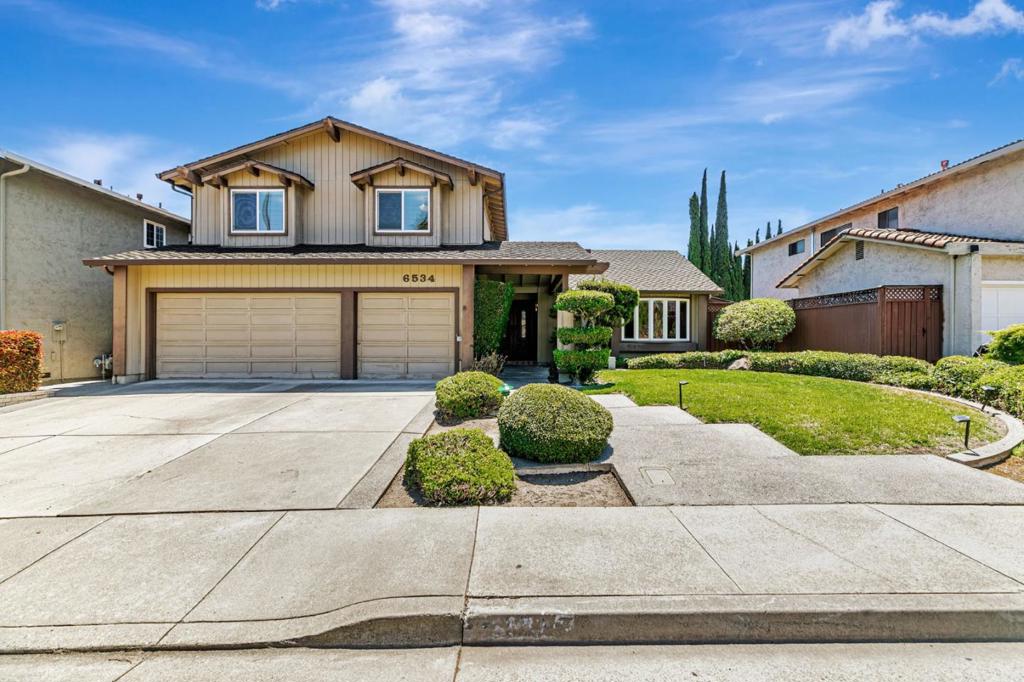 Welcome to this completely renovated 4 bedroom home plus a versatile room downstairs which can be used as an office/den, 3 Full bathrooms. striking accent walls, and custom windows! The expansive first floor welcomes you with a grand living room featuring a soaring vaulted ceiling, a striking bow window, and gleaming marble flooring with custom medallion inlays and an elegant marble encased fireplace. The gourmet kitchen showcases a modern design with a bay window, glass tiled backsplash, granite slab counters, custom cabinetry, and brushed nickel-finished built-in appliances. The resort-style backyard is an entertainer's dream, boasting a waterfall and pond, heated pool with jacuzzi, a custom pool bench, and a mediterranean style pergola with built-in brick and stone seating. Roof solar panels & recently upgraded whole house fan offer energy efficient living while thoughtful touches like a fold-in ironing board, hidden laundry basket, and custom-renovated closets enhance everyday functionality. The upgraded first floor bathroom features a one-of-a-kind hand-crafted glass sink by artist. The spacious layout includes a grand master suite with double-door entry and an attached 3-car garage equipped with custom storage cabinets, & much more! Located close to Quicksilver Park/hiking