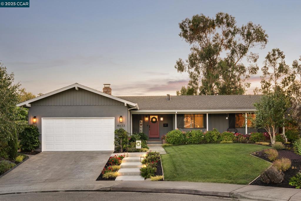 Welcome to this beautifully remodeled single-level home, ideally located just blocks from highly rated Proctor Elementary. Enjoy easy access to downtown Castro Valley’s shopping and dining, Lake Chabot Regional Park, and top-ranked Castro Valley High. With no rear neighbors and Bay views, this prime lot offers rare privacy. Inside, the open-concept floorplan connects a spacious family room, dining area, and a chef’s kitchen featuring custom cabinetry, farmhouse sink, tile backsplash, and premium stainless steel appliances—including a panel-ready built-in refrigerator, Viking double ovens, microwave drawer, and 6-burner gas cooktop. Enjoy additional seating at the oversized island with bar seating for casual dining. Additional highlights include hardwood floors throughout, newly installed AC system, Nest smart controls, owned solar, and a bonus wine closet or pantry room. California Closets designed the primary suite wardrobe as well as the secondary bedroom closets for exceptional storage. The secondary bedrooms share an elegant hallway bath. The finished two-car garage provides polished functionality. Outdoors, relax or entertain on the patio, gather by the fire pit, or enjoy the lush lawn—your private retreat in a prime Castro Valley location.