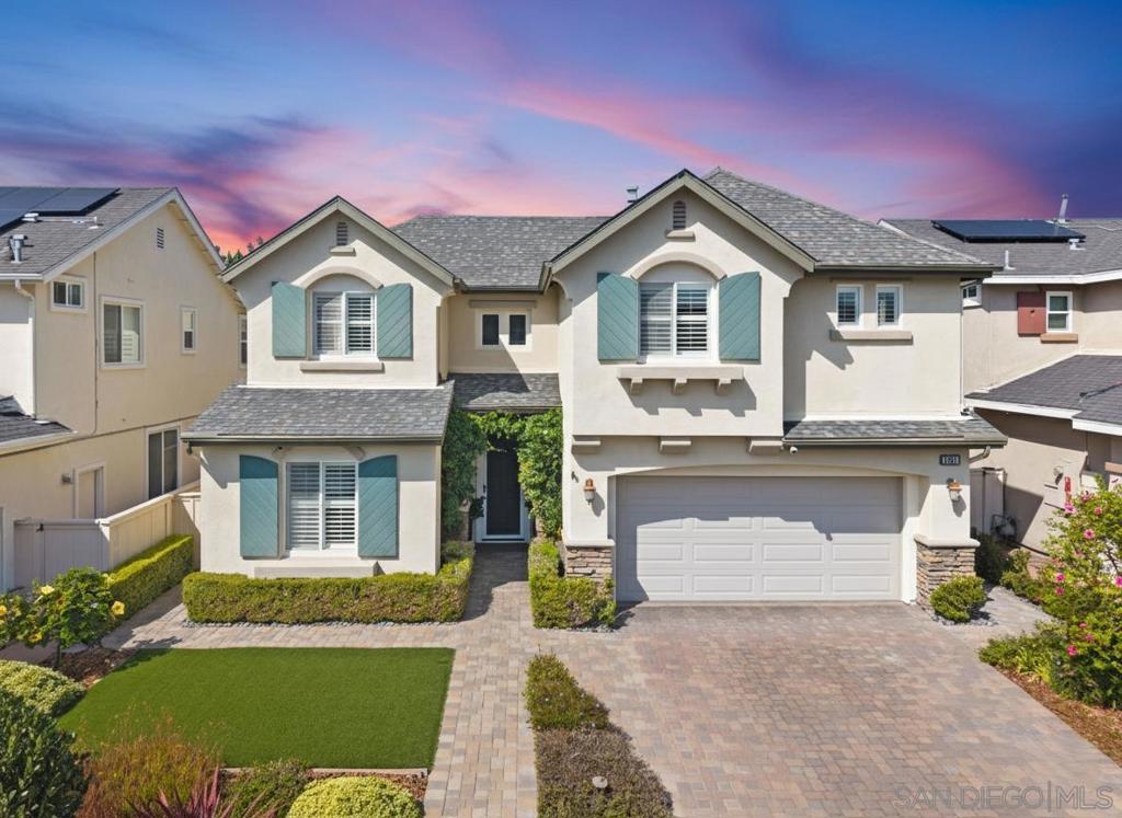 Welcome to 2756 W Canyon Avenue, a freshly painted and beautifully updated 4-bedroom plus loft (optional 5th bedroom), 3-bath home tucked within the sought-after Westport enclave of Stonecrest Village in Serra Mesa. Built in 2000 and set on a quiet cul-de-sac, this 2,418 sq ft residence blends modern upgrades with thoughtful design and a hidden surprise you’ll love discovering. The light-filled main level features a contemporary kitchen with newer stainless steel appliances that flows effortlessly into the dining and living areas, complemented by hardwood flooring, plantation shutters, LED lighting, and a whole-house fan. A desirable downstairs bedroom and full bath provide flexibility for guests or multigenerational living. Upstairs offers an expansive primary suite, two additional bedrooms, a spacious loft or optional 5th bedroom, and a convenient laundry room. Every closet, including the primary walk-in, has been customized with premium Container Store Elfa Systems for smart organization. Outside, enjoy a water-efficient backyard with drip irrigation, ambient lighting, a stylish Toja Grid pergola, mounted outdoor TV, and generous patio for entertaining. Residents of Stonecrest Village enjoy resort-style amenities—clubhouse, pools, tennis courts, fitness center, and scenic trails—just minutes from Mission Valley, downtown San Diego, and major freeways. The heart of the home features a contemporary kitchen equipped with newer stainless steel appliances, seamlessly flowing into the living and dining areas. Energy-efficient LED lighting and a whole-house fan enhance comfort and sustainability throughout. The bedrooms are adorned with plush Berber carpeting, while hardwood flooring adds warmth and elegance to the main living spaces. Step outside to a meticulously landscaped, water-efficient backyard, complete with a drip irrigation system, ambient lighting, and a stylish Toja Grid pergola. Enjoy outdoor gatherings with a mounted backyard TV and a spacious patio area. Additional upgrades include a updated HVAC system, ensuring year-round comfort. Residents of Stonecrest Village enjoy access to resort-style amenities, including a clubhouse, pools, tennis courts, fitness center, and scenic walking trails. Conveniently located near Mission Valley, downtown San Diego, and major freeways, this home offers both tranquility and accessibility.