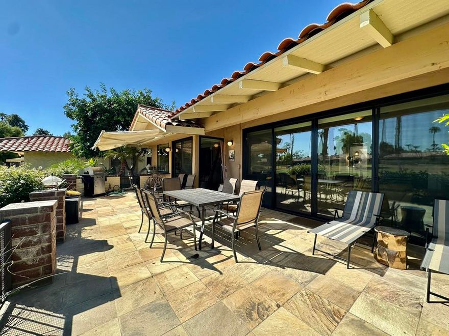 Welcome to this beautifully updated 2 bedroom plus den, 3 bath home offering comfort, style, and stunning golf course views. The spacious living room features soaring ceilings, a cozy fireplace, and expansive sliding glass doors that open to the patio, creating seamless indoor-outdoor living with views of the lush fairways.The kitchen is a chef's delight, complete with custom cabinetry, sleek granite countertops, stainless steel appliances, and abundant storage, all overlooking the outdoor scenery.The primary suite is a private retreat with vaulted ceilings, mirrored wardrobes, and an en-suite bath, while the second bedroom also offers generous space and comfort. The versatile den provides the perfect option for a home office, guest space, or media room. Sofa does include a sleep able hideaway bed for guests!With three bathrooms, this home offers convenience and privacy for both residents and guests. The outdoor patio is ideal for entertaining, dining, or simply enjoying the peaceful setting and golf course lifestyle.This home combines elegance and functionality in a highly desirable location--perfect for a seasonal retreat.