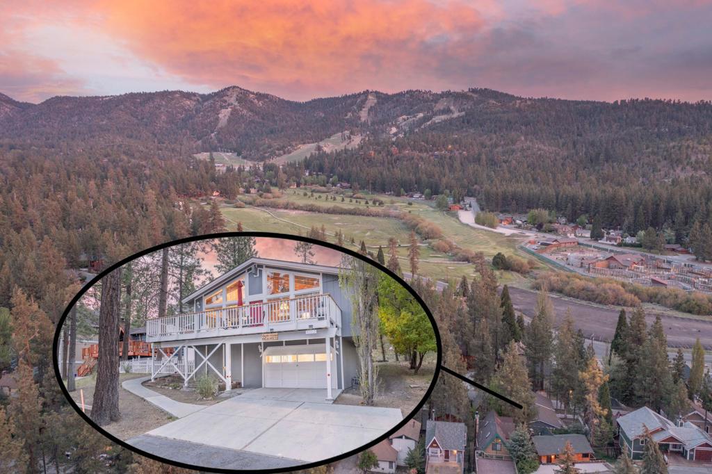 Bear Mountain Beauty: Fantastic central Moonridge location close to ski resorts, golf, zoo and great hiking and biking trails. You'll appreciate the alpine views from the elevated deck, the vaulted wood beamed ceilings and abundant windows that provide loads of natural light. Pride of ownership is evident throughout this 3 bedroom, 2 bath cabin making it the perfect property to enjoy those long summer days and cozy winter nights. Sleeps a bunch, solid vocational rental. Fenced yard with hot-tub and a garage! Don't miss it.