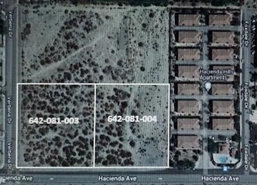 Unlock the potential of two adjacent primo parcels spanning 4.54 acres (APN 642 081-003 and 004) in the thriving Desert Hot Springs area. Boasting 668 feet of frontage on Hacienda Ave and 303 feet on Verbena Drive, these parcels are perched on the positive slope of the north side, offering breathtaking 270 panoramic views of the San Jacinto Mountains and the San Gorgonio Pass.  Zoned R-VS-H (Residential/Visitor-Service High Density), this land is ideal for hot water spas, hotels, or up to 14 residential units, with access to 120-125 mineral springs just 300 feet underground. Utilities are already in place, providing convenience and flexibility. Even more exciting, this land could host 56-60 townhomes with a variance of use, as seen in the nearby Hacienda Hills development. Take advantage of the Opportunity Zone designation, offering developers potential capital gains tax deferrals or eliminations up to 39% per million in tax credits over 7 years. Strategic Location: Positioned at the western gateway to Coachella Valley, just minutes from the renowned Desert Hot Springs resort spa area and 20 minutes to Palm Springs. With such potential for significant returns, this is an exceptional investment opportunity for the astute developer looking to capitalize on Desert Hot Springs' booming growth and economic incentives!