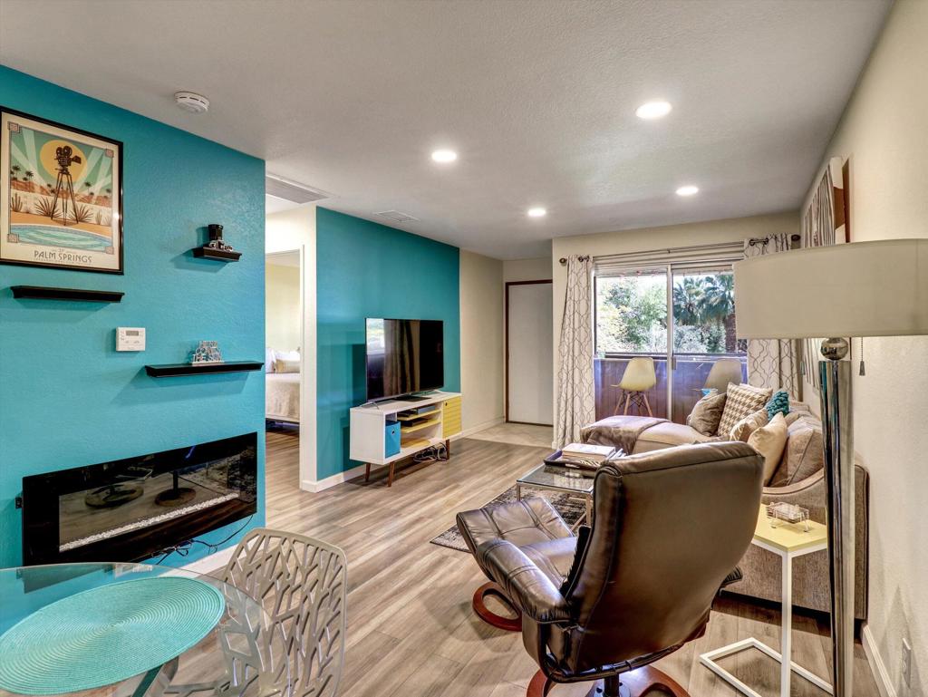 This renovated upper-level 1-bedroom condo in Palm Springs Villas I is perfect as your residence, a vacation retreat or as a rental investment. With its modern updates, stylish finishes, and turnkey convenience, this unit is highly desirable for both long-term and seasonal renters. The community offers resort-style amenities including pools, spas, tennis courts, and beautifully maintained grounds--all just minutes from downtown Palm Springs' shopping, dining, and entertainment. Don't miss out on this exceptional opportunity!'' I challenge you to find a cleaner unit in PS. One of only 18 total units with a single shared wall.