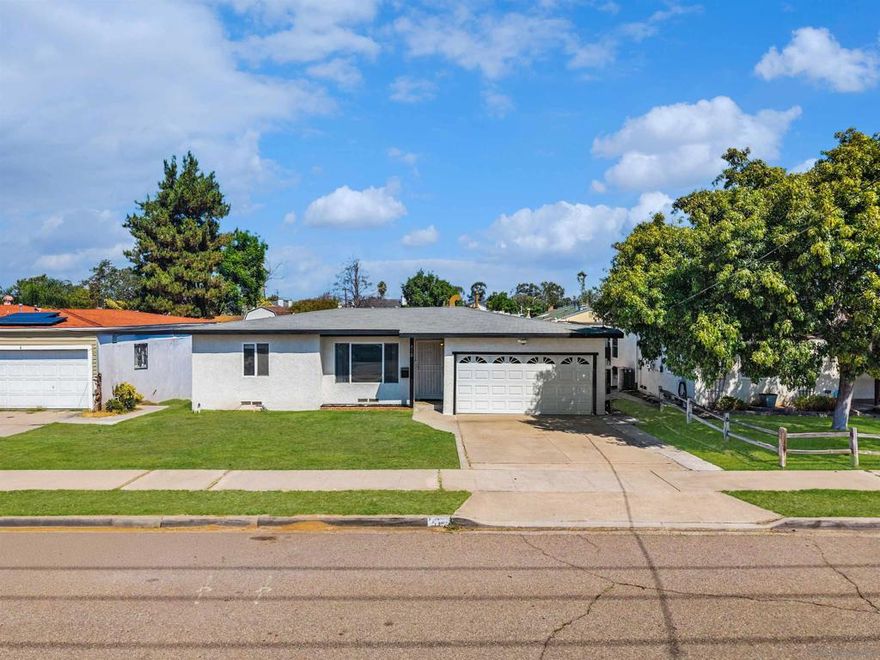 Welcome to this charming single-story home in the heart of El Cajon!Offering 3 bedrooms and 1 beautifully updated bathroom, this home blends comfort with convenience.Step inside to find light and bright living spaces with easy-care laminate floors and a modern kitchen, perfect for everyday meals or entertaining.The newer gas furnace provides year-round comfort, while the spacious lot gives you room to spread out and enjoy the outdoors.Enjoy some tasty fruit in your backyards. (Asian Pear, Apple, Peach, Guava and Orange tree)  See Supplement  storing tools in the backyard shed, or making use of the 2-car garage, this property offers a rare combination of function and charm. Located in great proximity to shopping, dining, schools, and freeways—making it easy to enjoy everything the area has to offer. With its move-in ready updates and generous outdoor space, this is the perfect place to put down roots and create lasting memories.