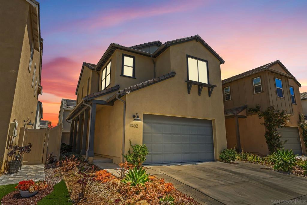 *PRACTICALLY NEW - FIRST TIME ON THE MARKET!* Light and bright, stunning single family home in the fabulous planned community of Canopy Grove in Escondido! Completely turn-key and move-in ready. Do not miss out on this 3 bedroom, 2.5 bathroom home with upgrades throughout. Enjoy a full sized 2 car garage with storage, driveway, upstairs laundry, half bath downstairs and a full open concept kitchen with a large island. And there is HVAC and FULLY PAID FOR SOLAR! Take advantage of all of the resort-style amenities included in this community including walking/biking trails, huge pool, jacuzzi, BBQ, playground, pickleball courts and more! A playground and dog park sit at the end of the cul-de-sac, just a couple houses away. All included in a very low HOA. Close to the 15 freeway means this home is just a quick trip to most of San Diego. Enjoy the community-focused lifestyle of this master-planned community. Don't miss this one!