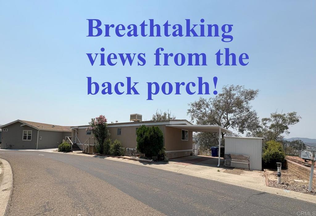 $990.51 lot rent. Stunning Camerons Senior Community! You can enjoy the breathtaking views from your own covered porch! 2 bed, 2 bath and an amazing floorplan. This home features a very large living room, a great dining room and a kitchen which includes all the appliances. Indoor laundry space, washer & dryer convey. Beautiful main suite offers an ensuite bathroom for privacy and convenience. Large guest bedroom and bathroom. Enjoy the breathtaking panoramic views from your backyard. The covered porch is the perfect place to unwind, take in the views and listing to birds singing. This home is very secluded within this well kept, well managed paradise! Covered driveway and storage shed. Camerons Mobile Estates is a lovely place for seniors to live located in the beautiful city Santee, CA, in East San Diego County. Approximately 300 homeowners call CME home. Our beautifully maintained streets and homes reflect the pride our homeowners have in their community. The clubhouse and pool were recently renovated and look great. Beautiful outdoor furniture for lounging around the pool and 2 gas barbeques make it a great place for a get together. The clubhouse is used frequently for group activities, meetings and parties. There is a wonderful library with two desktop computers for use by the residents, a billiards room and a card room.