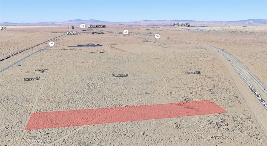 10 acres zoned Residential Vacant Land ready for your vision. Land parcel identified by APN:0498-232-67-0000. No situs address assigned by county; address shown is for MLS input only. GPS coordinates: 35.000243, -117.592180. Buyer to verify zoning, permitted uses, and utility availability.