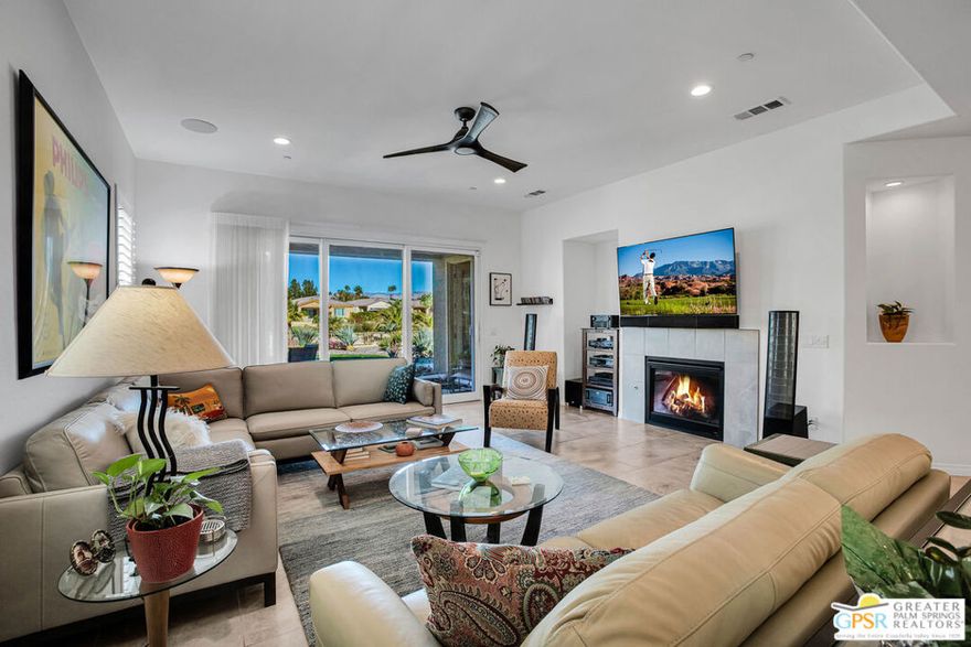 What a deal! This price is truly incredible  if you can find a better home, in a better location, at a better price you should buy it! But we're pretty sure you won't. The seller is ready to move, and this home is priced to sell now.  Welcome to the Arroyos at Desert Princess Country Club, one of the most desirable communities in the area. This stylish modern home offers a comfortable open floor plan that's perfect for everyday living and easy entertaining  with great indoor/outdoor flow and smart bedroom separation for privacy.  It's completely move-in ready, and you'll love saving on your electric bill thanks to the solar panels on the roof!  You can't beat the location close to downtown Palm Springs, great restaurants, shopping, and the airport. And when you're home behind the gated entry, you'll enjoy a beautiful, well-kept community surrounded by mountain, golf course, and lake views. Desert Princess has it all: a 27-hole PGA Championship golf course, tennis and pickleball courts, bocce ball, a clubhouse and grill, fitness center, and four miles of walking paths. There's always something to do!  Inside, you'll find an open chef's kitchen with upgraded appliances, granite counters, plenty of cabinet space, and a walk-in pantry  all overlooking the dining and living areas that open right out to the patio and backyard.  Built just six years ago, this Arroyos Villa 2 model includes all the modern features you'd expect  plus lots of extras: upgraded lighting, ceiling fans, surround sound, energy-efficient HVAC with heat pump, window shutters, a Hot Springs spa, mature landscaping, and outdoor lighting. The HOA covers so much cable, internet, fitness center, and front and back yard maintenance  and best of all, you own the land.  This home really checks all the boxes for style, comfort, and value. Take a look at the photos, explore the virtual tour, and schedule your private showing today  you'll be glad you did!
