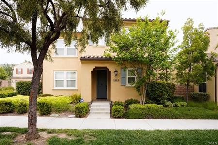 Welcoming beautiful end unit home, featuring 3 bedrooms in the highly desirable Blackstone community of Brea. Built in 2012, the open floor plan maximizes every in of the 1827 sq ft. The kitchen is gorgeous with granite counters, stainless steal appliances & white cabinetry. The kitchen opens up to the family room area, out the beautiful slider is your own putting green/yard. Windows throughout the house are dual pane with plantation shutters. The downstairs has beautiful hardwood flooring & recessed lighting throughout. The 1/4 bathroom down stairs has a large storage closet. Upstairs are all 3 bedrooms. The master suite offers a generous sized walk-in closet, soaking tub, dual sinks & glass enclosed shower. Large laundry room upstairs with cabinetry. Home also features two car attached garage with tankless water heater and whole house water softening system. Garage is also has EV charger installed for added convenience. Walking distance to the community pool and park.