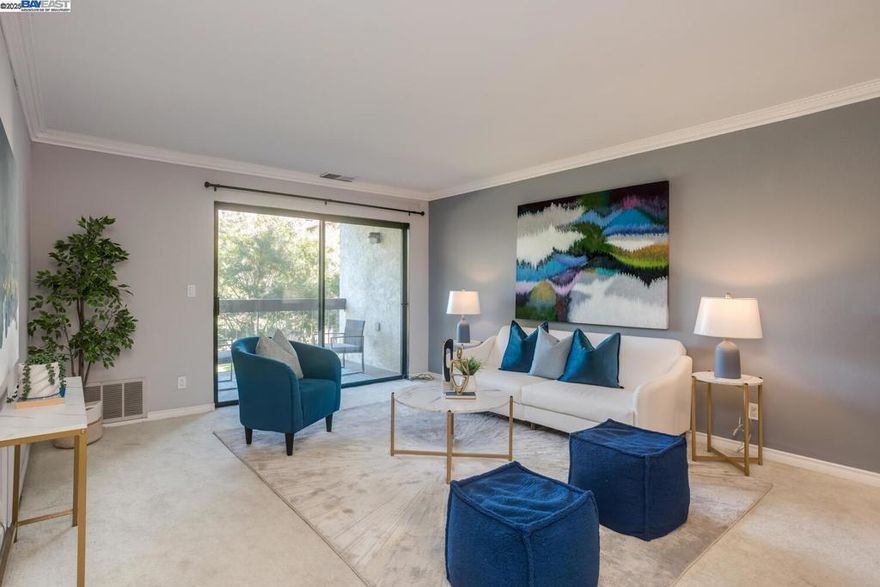 Welcome to Murieta, one of Newark’s most convenient and sought-after gated communities! This bright and spacious corner unit offers incredible value with 3 bedrooms, 2 bathrooms and ample closet space. The unit offers a large primary bedroom featuring an ensuite bathroom with double sinks, plus a modern kitchen with granite countertops and stainless-steel appliances. The thoughtful layout provides plenty of natural light and room to spread out. Two assigned parking spaces—one covered and one uncovered—add everyday convenience. What sets this unit apart is the rare balcony view of the interior courtyard, from the living room and bedrooms, providing a peaceful and serene environment right in the heart of the city. Enjoy all the community amenities including a pool, spa, gym, clubhouse, and gated security. The HOA fee covers water, garbage, roof and exterior maintenance, so you can spend more time enjoying your home and less time worrying about upkeep. With easy freeway access, proximity to Dumbarton Bridge, BART, and major Silicon Valley shuttle stops (Tesla, Meta, Google, Apple), this home is ideal for commuters. Plus, you’re just minutes from Costco, NewPark Mall, AMC Theater, and plenty of shops and restaurants. Don't let this opportunity slip away!
