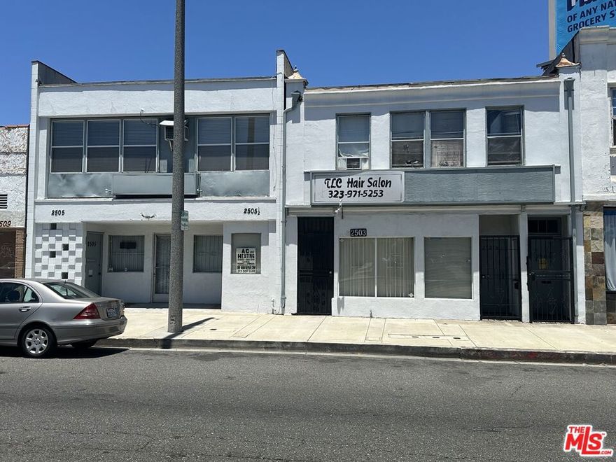 We are pleased to present this mixed-use property on the market for the first time in over 50 years.  It is located in the City of Inglewood just east of Downtown and north of the Sports and Entertainment district.  The property consists of 2 buildings on two separate parcels. 2501 is comprised of two commercial spaces on the ground floor consisting of approximately 500sf each.  On the second floor is a large, one bedroom apartment containing approximately 855sf.  That entire building is leased up but the rents are currently below market.  2505 consists of two commercial spaces.  There is a beauty shop on the ground floor with a little over 1,000sf and a larger 1,127sf office above, which is currently unoccupied.  The apartment is rented at $1,600 which is about 15% below market rate for the area.  The commercial spaces are well below market offering significant upside to an investor.  With the liberal rent control policies in Inglewood, a new investor would be able to capture the upside with some capital improvements and an aggressive marketing campaign.