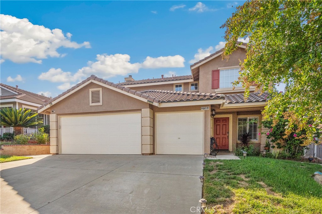 Beautiful 4 bed, 3 bath 2-story home located in the highly desirable Horsethief Canyon Ranch community is ready to be made yours and features great curb appeal, an attached 3-Car Garage, a spacious interior floor plan with a neutral paint scheme, and plantation shutters throughout. Enter into the formal living room and dining area with soaring ceilings, the dining area has a chandelier and flows into the family room with a wall of windows and a fireplace. There is a breakfast nook between the family room and kitchen and the kitchen offers granite counters, gorgeous wood cabinetry, and stainless steel appliances including the gas range, dishwasher, and microwave. 1 bedroom and 1 bathroom on the main floor and 3 more bedrooms are located upstairs including the large primary suite with private ensuite which features dual sinks, a soaking tub and a separate shower. There is also a full-size hall bathroom for the secondary bedrooms to share. A laundry room with additional storage space and direct garage access complete the floor plan. Also enjoy the fully-fenced backyard with covered patio, concrete area and turf grass - this space is ready for the new owner's design. Residents also get to enjoy an array of Resort-like community amenities including pools, spas, tennis courts, a dog park, and much more!