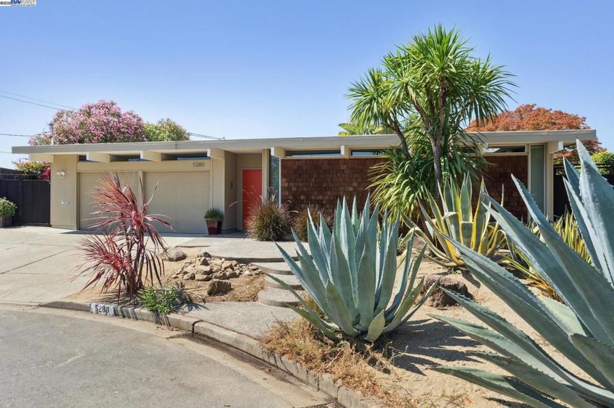 The crown jewel of Eichler homes in Greenridge is on Crown Court, & it's an Eichler home like no other. Enchanting with breathtaking panoramic views of the Bay, this iconic mid-century modern gem designed by Anshen & Allen is a perfect balance of classic mid-century modern style with contemporary needs. Fully renovated from the studs out in 2012, but it appears like it was done yesterday; you'll notice immediately the incredible attention to detail with the utmost respect to the design. Features include an absolutely gorgeous chef's kitchen with designer appliances including gas stove, wine fridge, island with storage, quartz countertops, & lots of cabinets with adjacent permitted sunroom. Theres an expanded primary ensuite with fireplace, wardrobe, washer/dryer, & stunning remodeled private bath. System upgrades include double pane windows throughout, owned solar, updated electrical, an insulated foam roof, a high efficiency H2O heater/boiler combo for the radiant heating, & more! All situated on a massive & private landscaped lot of over 1/2 acre with heated salt water pool, pergola, sitting area, irrigated raised flower boxes, multiple fruit & citrus trees, & water retention system. Great schools, weather, BART, & recreation make this truly a once in a lifetime opportunity.