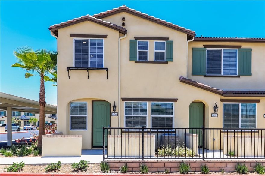 This home is professionally managed by Tricon Residential, dedicated to creating exceptional rental experiences. Featuring three bedrooms, two and one half bathrooms, and approximately 1,477 square feet, this townhome offers a high standard of rental living, supported by a team that puts residents first. Tricon Wildomar is a beautiful Spanish-inspired gated community centrally located just one hour from San Diego and Orange County. Enjoy virtually maintenance-free living with the conveniences of solar and smart home technology including automatic thermostat control and keyless front door entry all designed to provide an exceptional living experience. Every home includes an open-concept design, gourmet kitchens with quartz countertops and stainless steel appliances. Enjoy well-maintained amenities including a sparking pool with wifi, tot lot/playground, dog park, fitness center and clubhouse with rentable event space.