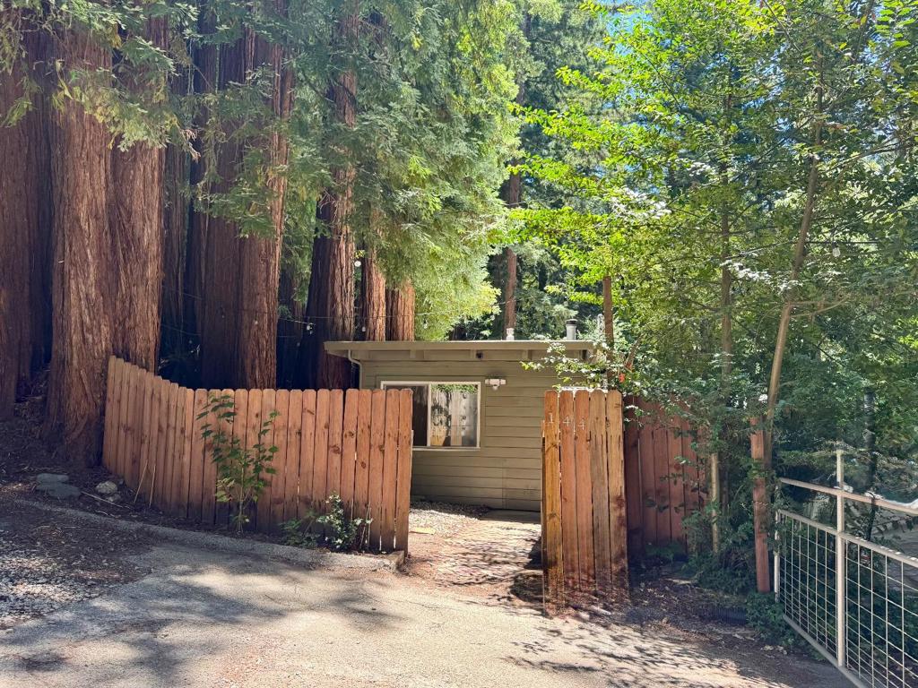 Wow! Look at this price! Don't miss this one! Cozy home on a private lovely setting on a mostly flat large lot*Peaceful back yard nestled in the Redwoods*Desirable Boulder Creek community with quaint downtown*Multiple commute options*Ideal for working from home*Enjoy mountain life but easy to enoy the beach, too*Convenient floorplan and cosmetic upgrades (kitchen, windows, etc.)*Primary bedroom with door to bathroom for privacy (bathroom has second door to common area, too), door to back yard, and bonus side room for office or special interests*Bedrooms are at opposite sides of the house for privacy*Large laundry building with extra space for other possibilities*Wood stove plus propane heating*Close to town but not too close*Lots of private gated parking*This is a great opportunity for a charming home in a very special setting!