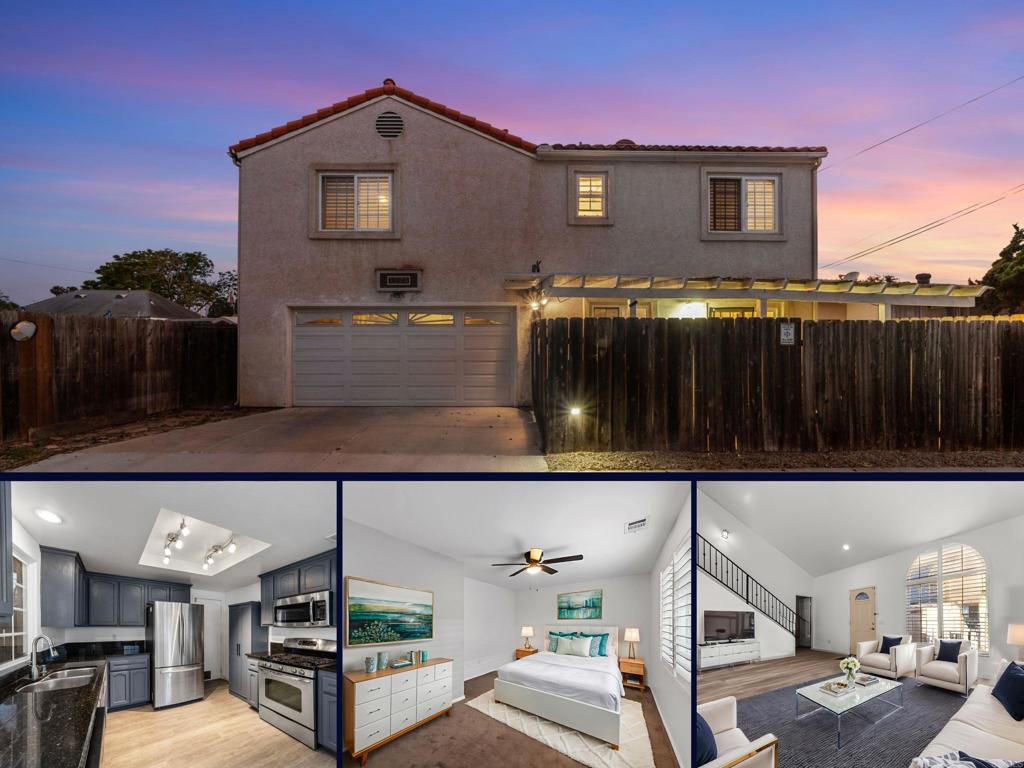 The seller with entertain offers in the price range of $799,000-$849,000. This spacious and inviting home features a versatile floor plan with a convenient ground-floor bedroom and full bathroom, ideal for guests or multi-generational living. The bright living room boasts vaulted ceilings and a cozy fireplace, enhancing the welcoming atmosphere. The large kitchen is well-equipped with granite countertops and appliances including a dishwasher, refrigerator, washer, and dryer. Additional highlights include plantation shutters, fresh paint, and a fully fenced yard with a covered patio area perfect for outdoor gatherings. The property includes an attached two-car garage with storage shelves and driveway parking, situated on a level lot. This home combines comfort, style, and functionality in a desirable Imperial Beach location close to to beach and restaurants. Some photos are virtually staged.