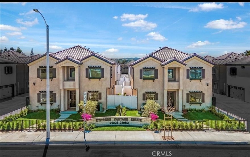 The Vantage Estate Community is located at the heart of Covina in the beautiful Charter Oak neighborhood. Just completed in 2020, This detached well-designed floor plans detached residences has 4 bedrooms and 3 bathrooms. Hard to find a PUD with 2094sq.ft. living area with low HOA fee and 4 parking spaces (2 garages and 2 guest parking) plus a huge yard that you can have barbeque and enjoy outdoor time with family and friend during weekend. End unit with lot of privacy. Kitchen is fully upgraded with high-performance appliances, designer-selected materials, 9-ft ceilings, recessed lighting, central A/C, multi high-quality floorings, 240V panel ready for electrical vehicle. The living room is spacious and bright. The kitchen is complete with stainless steel appliances, contemporary cabinetry, quartz countertop, backsplash. A good size family room on the second level. The ultra-spacious master suite comprises a walk-in wardrobe, custom painting, flooring, light fixtures, and designer finishes. The spa-inspired master bathroom has a walk-in shower room with jacuzzi tub combos for ease and comfort. All other bedrooms are comfortable size. Enjoy this ideally positioned home located near schools, supermarkets, restaurants, cafes, banks, retail stores, grocery stores, shopping centers, supermarkets, fitness centers, easy linkage to the 10, 57 and 210 freeways. Close to golf course, recreation parks and hiking areas.