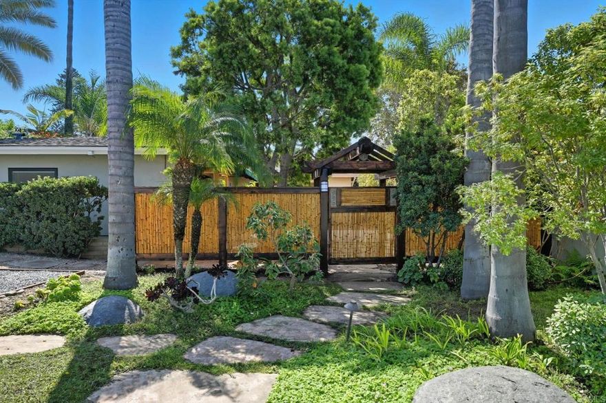 Amazing location in the heart of Solana Beach. West of I-5, near the train station, the Cedros Design District plus only a short stroll to Fletcher Cove Beach Access. Single story 3 Bedroom 2 Bath with a separate studio accessory unit.  Live in one and rent the other. A gated entry, and a flag stone patio leads to the main structure. The main living space has numerous windows offering great natural light. Pavers throughout the main house flow seamlessly to the outside front and rear patios. The secondary bedrooms have new laminate flooring. New paint throughout with newer windows and doors.  Totally private rear yard surrounded by a lush green hedge.  Newly remodeled accessory unit has a totally new kitchen, appliances, cabinets, lighting, flooring, paint, and perimeter fencing added for privacy. Additional covered laundry hookups for accessory on east side of unit.  Perfect starter home for someone wanting to break into Solana Beach!