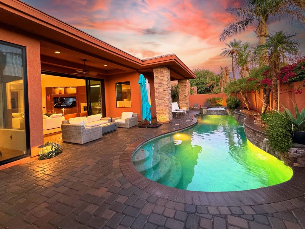 Stunning Palmilla Retreat - Private Cul-de-Sac Location! Discover Luxury Desert Living in this Turn Key Furnished Custom Interior and Smart Home (lights, shades & thermostat-all voice controlled), featuring 4-bedrooms (including an Exterior Casita), 3.5 bathrooms and Office Nestled in the Prestigious Palmilla Community of La Quinta. This Beautifully Updated Residence boasts Porcelain Plank Flooring, Cambria Countertops, and a Modern Painted Interior, Creating an Inviting Atmosphere.Step outside to your Entertainer's Dream Backyard, featuring a Sparkling Pool and Spa, a Covered Patio, and ample space for relaxation and gatherings. Tucked away in a quiet cul-de-sac, this home offers ultimate privacy while being just minutes from world-class golf, dining, and shopping.Experience the perfect blend of Elegance and Comfort--schedule your private showing today!