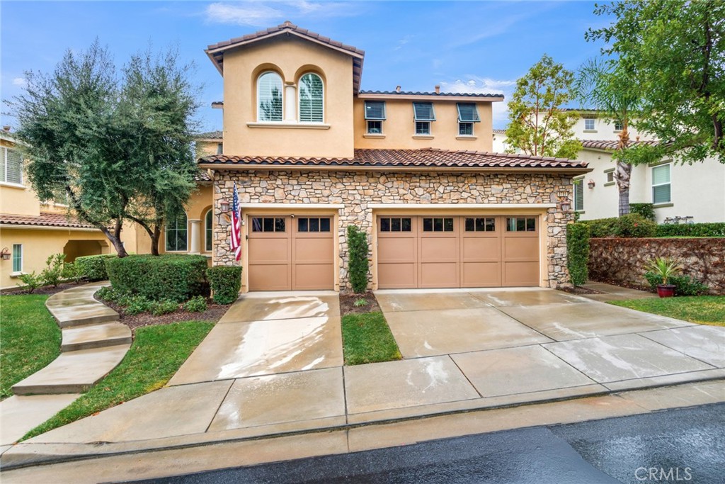 BACK ON THE MARKET WITH NEW PRICE! Beautifully upgraded and spacious (1909sf), this upstairs Duplex-Style Condo, is larger than most Trilogy homes; PLUS, it has a Fantastic Panoramic Golf Course View. Trilogy @ Glen Ivy is SoCal’s premier, ACTIVE, 55+ Senior Community in Riverside County, offering many “Cruise Ship-Like” amenities and activities. For example: 2 Pools (Indoor/Outdoor), a Spa/Hot Tub, a well-equipped Gym, a unique Indoor A/C-Controlled Walking Track; PLUS, Tennis/Pickle/Bocce Ball Courts for outdoor Sports. INSIDE: The Condo’s Open Floor Plan offers 9ft Ceilings throughout, making all interior/upstairs living areas feel even more spacious. A Private 1-story, HOA-Maintained Elevator, is perfect for anyone with disability issues, but also handy for bringing up groceries from your Private/Covered 2-Car Garage downstairs. The welcoming, Open “Entertainer” Kitchen has lush dark-wood cabinetry with a huge Granite Center Island. A convenient Dining Elle is adjacent to the Kitchen, but an adjoining room may also function as a “Formal Dining Room” or a Den/Library/Music Room, depending on life-style needs. The front-facing Guest Bedroom has an Adjoining Bathroom with a Shower/Tub combo for “Bubble Bath Fans”. The Large, Open Office Space, can easily function as a “Third Bedroom” when Grandkids/Friends stay over. The spacious Primary Bedroom easily accommodates “King Size” Furnishings, while the adjoining Primary Bathroom has a huge “Step-In Shower” and a “Walk-In Closet”. Other Upgrades Include: Ceiling Fans in Every Room, Plantation Shutters, Acoustic Flooring, plus a newer Home A/C Unit still under Warranty. The “Man-Cave-Like” Garage, sports Epoxy Painted Flooring, plus 4 Large Hanging Storage Racks to store “Your Stuff”. THE COMMUNITY: Trilogy’s 14,000sf Pacific Crest Lodge has Cards/Crafts/Billiards Rooms and is the “Focal Point” for Numerous Social/Affinity Club Events & Activities. FINALLY: Trilogy’s Unique Outdoor Amphitheater is well attended during Summer Music Concerts and other Special Events. Trilogy is definitely an ACTIVE Senior Community! More importantly, it offers a splendid place to make NEW FRIENDS. Come see for yourself, join the “Trilogy Family”.