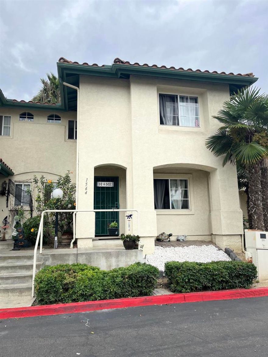 Amazing and Gorgeous 2-story town-home with 1,408 SF, 3 bedrooms, 2.5 baths. Features a very private back yard with custom gazebo including new ceiling fan. Well maintained complex with low HOA and hard to find available units for sale. This home offers a beautiful large living and dining room with new ceiling fans, half-bathroom and private laundry room down stairs, new paint throughout including kitchen cabinets, custom remodeled upstairs ensuite bathroom. New flooring upstairs, skylight in hallway for a brighter ambiance. Home facing playground. 2 assigned parking spaces and plenty of guess parking available. Very convenient location to take freeway 905, 805, and 5. Close to schools, shopping, transportation, and all.