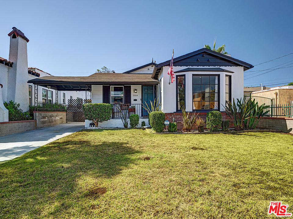 This beautifully updated three-bedroom, two-bathroom home sits just two blocks north of Inglewood's Morningside Park and minutes from SoFi Stadium, the Forum, Intuit Dome, and Hollywood Park. It's a perfect choice for someone working with the NFL, SpaceX, or other nearby employers. Inside, refinished hardwood floors, recessed lighting, and designer fixtures enhance the spacious layout. The bright living room with a large bay window flows into the dining area and a modern kitchen featuring quartz countertops, white shaker cabinetry, stainless steel appliances, including dishwasher. A dedicated laundry room with in-unit washer and dryer adds everyday convenience. The private primary suite is located at the rear of the home, while both bathrooms showcase beautiful tilework and custom vanities. A finished two-car garage offers versatility for parking, a home gym, playroom, or other flex space. There is also room to park at least two additional cars in the long driveway. The expansive backyard includes a pergola-covered patio, perfect for outdoor dining, relaxing, or play. This home will be ready for move-in on October 1, 2025, but showings are available now.