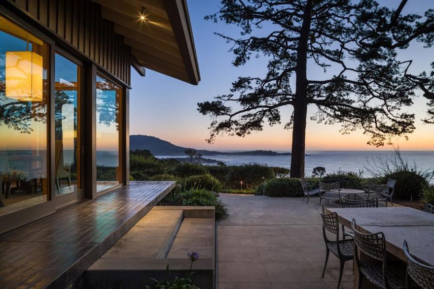 A stunning combination of privacy, location, and views, this classic estate originally designed by San Francisco Architect Germano Milono captures the essence of Pebble Beach in a remarkable setting that offers a sweeping expanse of ocean, golf, Pescadero Point, Carmel Beach, and Pt. Lobos views. The main residence is comprised of three bedrooms suites, formal living room, dining room, large library, family room and kitchen. A stunning infinity pool overlooking the ocean blends seamlessly with the horizon and anchors two separate structures - a Cabana and pool house/guest suite. An additional guest quarters includes a full kitchen, family room, game room and three en suite bedrooms. A caretaker cottage features a kitchen, living room, bedroom and bath. Professionally designed landscaping originally by San Francisco Architect Thomas D Church wraps around numerous patios while the dramatic South-West views invite outdoor living and year-round sunsets. www.TimelessPebbleBeach.com