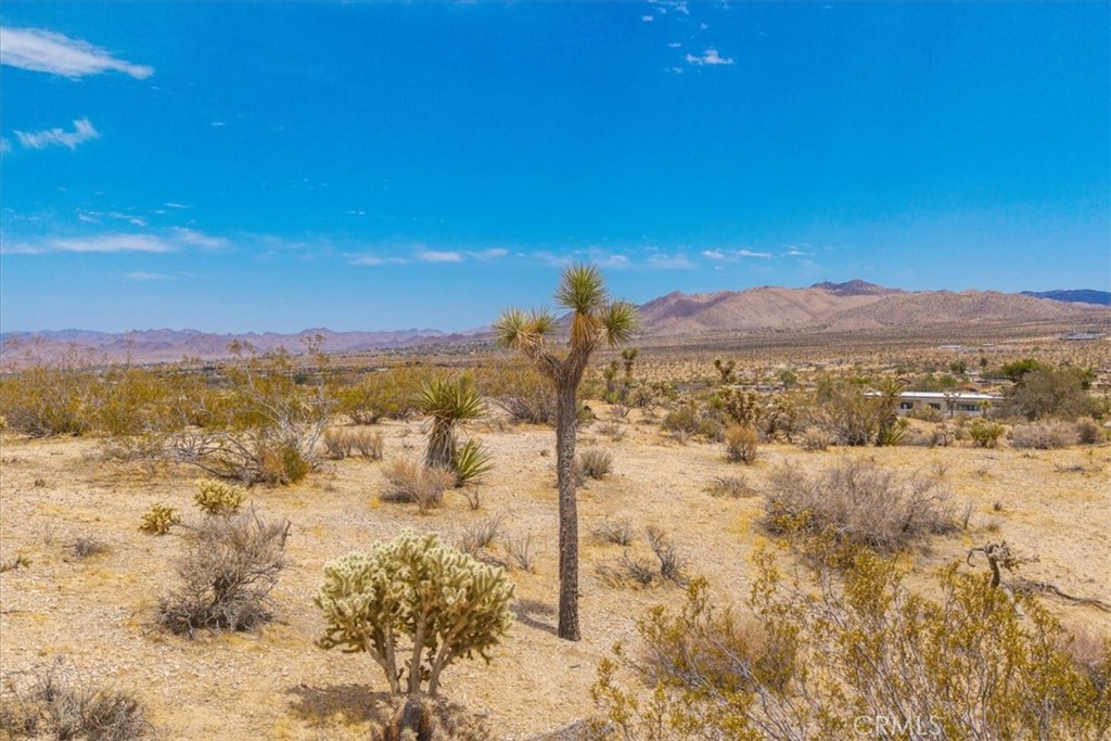 Situated on a scenic 0.68-acre parcel, this view lot offers the perfect canvas for your desert hideaway. Take in sweeping views of the surrounding mountains and hills, and enjoy the peace and privacy of a location just minutes from iconic destinations like Joshua Tree National Park, Pappy & Harriet’s, and La Copine. Whether you're seeking solitude, inspiration, or adventure, this property delivers with its striking natural beauty, breathtaking sunsets, and clear, dark skies perfect for stargazing. Create your dream escape in the heart of the desert.