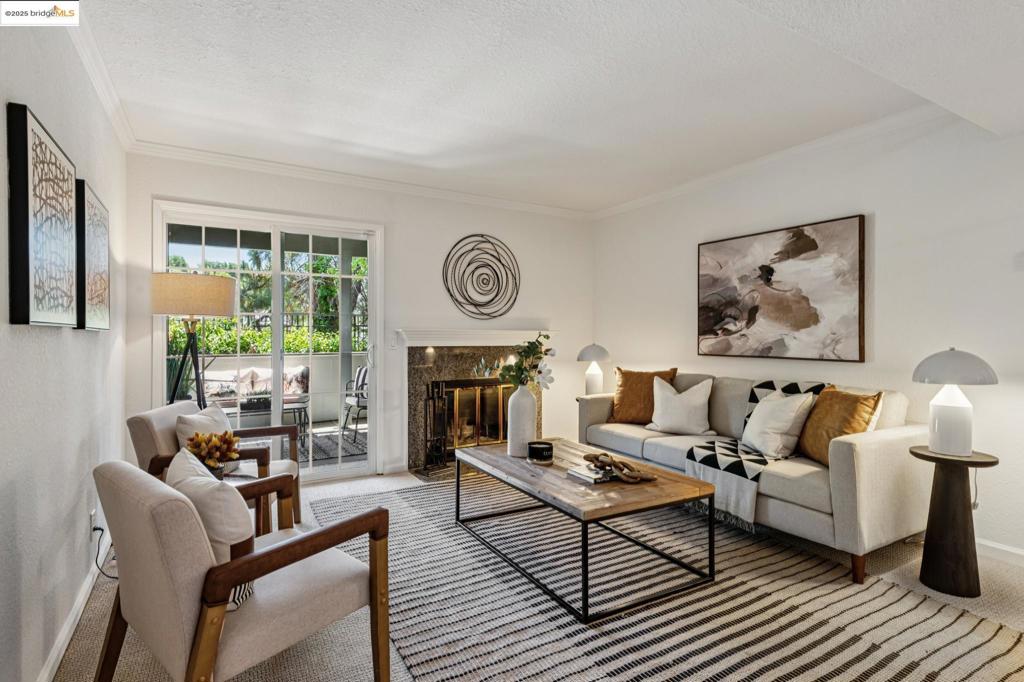 Tucked inside the serene, gated Shadow Woods community, this beautifully updated 2-bedroom, 2-bath condo offers the perfect blend of comfort, convenience, and natural beauty. Step inside to discover fresh new carpet, crisp interior paint, and a smart layout that flows seamlessly to your own private patio—perfect for morning coffee, quiet evenings, or weekend entertaining. The cozy living room centers around a wood-burning fireplace, while the modern kitchen boasts granite countertops and ample cabinet space for all your culinary needs. Each bedroom feels like a private retreat, complete with large walk-in closets and en-suite bathrooms. Enjoy the ease of in-unit laundry and the peace of mind that comes with living in a well-maintained, amenity-rich community. At Shadow Woods, resort-style living is at your doorstep with access to a sparkling pool, relaxing spa, fitness center, clubhouse, and tennis courts. Surrounded by parks, redwood trails, and open space, this location offers the best of outdoor living with urban convenience. Commuters will appreciate the nearby freeway access and a direct transbay bus stop to San Francisco just outside the gate. Whether you're a first-time buyer, downsizing, or looking for a low-maintenance East Bay hideaway - this is home perfection.