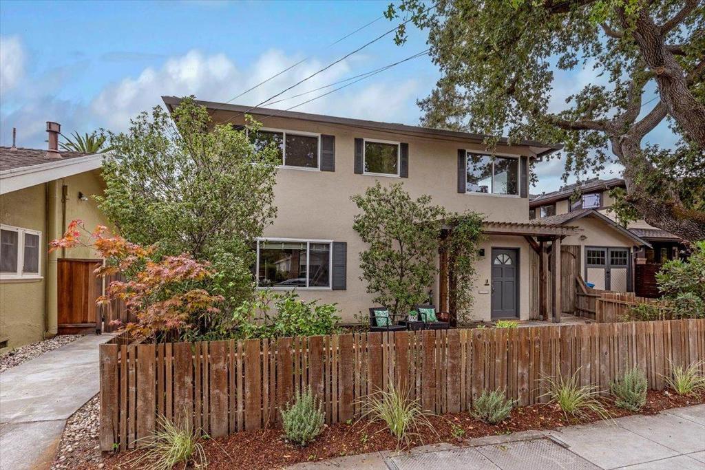 Two single-family homes on one lot with endless possibilities. 3/4 Mi to downtown Castro/CalTrain/LightRail. Make a family compound, or rent both homes out or live in one while you rent the other. Remodeled kitchens and bathrooms in both homes. One home is a charming single-story Craftsman-styled 2 bedroom, 1 bath with expansive porch, 2 outdoor areas and a white picket fence. The second home is a 3 bed/2 bath with living room and family room, elegantly remodeled bathrooms and kitchen leading to a patio garden. 2-car garage/storage. Wooded oak views from upper level of 209 Charming front porch and yard with drought tolerate plants.