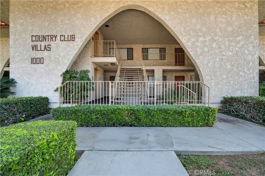 Beautifully Upgraded Top-Floor Condo Near UCR!  Welcome to this beautifully upgraded 2-bedroom, 2-bathroom condo in the highly desirable Country Club Villas community. This top-floor residence offers a bright and spacious great room layout with elevator access and a private balcony overlooking the sparkling pool and spa.  The open-concept kitchen features Corian countertops, light-stained cabinetry, and stainless-steel appliances including a gas range, dishwasher, and sink. A convenient dining area flows seamlessly into the living space—perfect for entertaining or relaxing at home. The living area also includes a convenient wet bar, ideal for hosting guests or enjoying evening refreshments.

Additional highlights include ample storage space throughout, wood laminate and carpet flooring, window coverings, and a newer A/C unit for year-round comfort.  Enjoy resort-style amenities such as a pool, spa, picnic area, and two secure gated underground parking areas. Water and trash are included in the HOA.  Conveniently located across the street from Canyon Crest Town Center, you’ll be within walking distance to shops, restaurants, gyms, banks, and the golf course—and just minutes from the University of California, Riverside (UCR). Downtown Riverside, RCC, and major freeways (91, 60, and 215) are all easily accessible.  Don’t miss this opportunity—homes in this community sell fast!