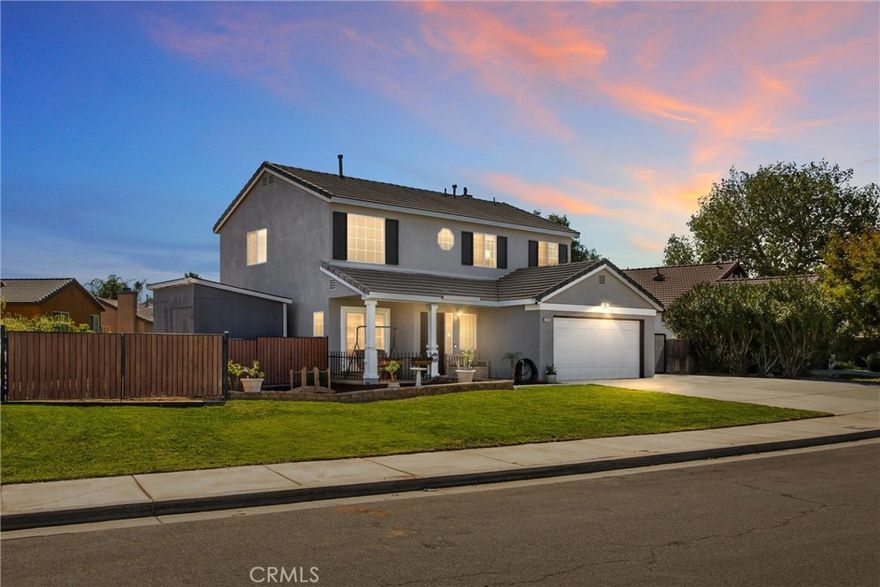 Welcome home to this well-maintained 3-bedroom, 2.5-bath residence featuring double-sided gated RV parking on both sides of the property and fully paid-off solar panels for energy savings and peace of mind.



As you enter, a cozy living room with soaring two-story ceilings welcomes you and flows seamlessly into the formal dining area at the rear of the home with direct kitchen access. The kitchen offers white tile countertops, recessed lighting, stainless steel appliances including a gas range, microwave, and dishwasher, a built-in pantry, breakfast counter seating, and neutral tile flooring. The kitchen opens to the comfortable family room featuring a gas fireplace and sliding door access to the covered rear patio.



Laminate wood flooring extends through most of the downstairs, complemented by neutral paint and wood blinds throughout. A convenient downstairs half bath adds to the functionality of the layout.



Upstairs features three spacious bedrooms with neutral carpeting and two full baths. Both secondary bedrooms offer walk-in closets and share a centrally located full bath with a shower/tub combination. The primary suite provides a relaxing retreat with dual vanities, a soaking tub, separate walk-in shower, and a large walk-in closet.



The backyard provides plenty of space to entertain or unwind with a grassy area, a large covered patio, and an oversized storage shed that will remain with the property. Additional highlights include a recently painted exterior (completed approximately one year ago), a two-car garage with laundry hookups, and no HOA.



This home combines everyday comfort with exceptional functionality—ready for its next owner to move right in and enjoy.