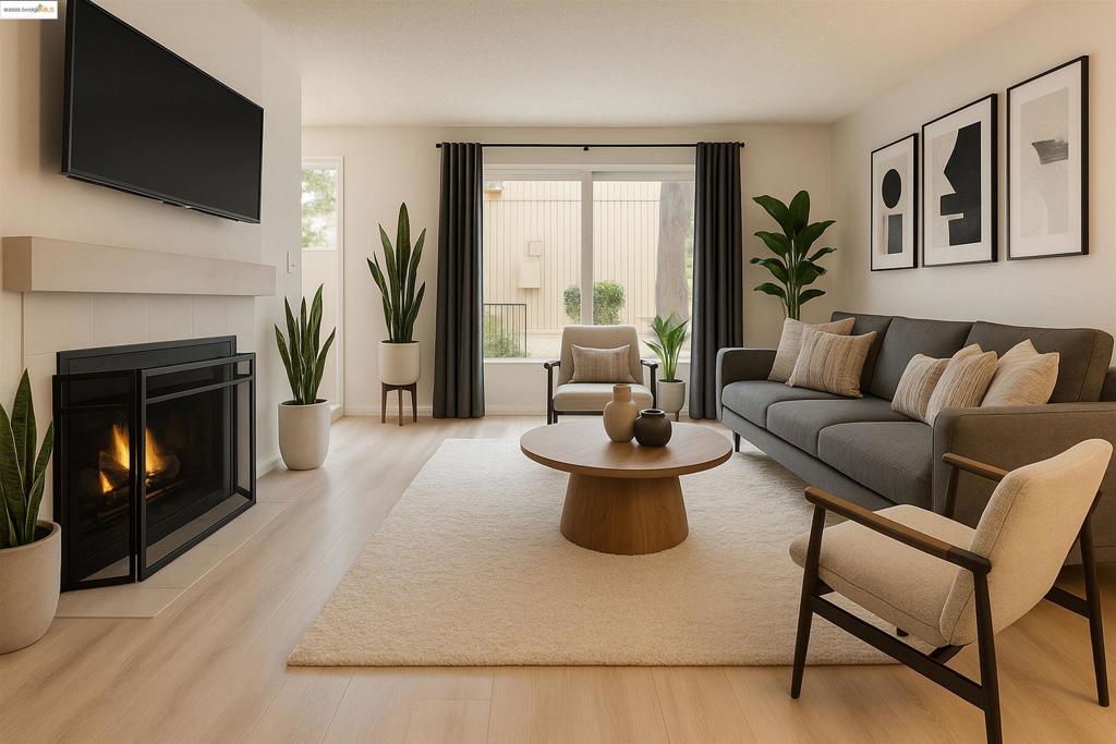 Welcome to this charming townhouse-style condo located at the border of Walnut Creek & Concord! This 1,053 sq ft home offers 2 bedrooms and 1.5 bathrooms, providing a comfortable and inviting living space. *Freshly painted with updated ceilings and modern flooring throughout* The living room features a cozy fireplace, creating a warm and inviting atmosphere. The first level also includes extra storage under the stairwell and a half bath for guests. The updated eat-in kitchen offers ample storage and direct access to the enclosed back patio, perfect for outdoor dining and relaxation. Off the back patio, you have a storage area that has the potential for a Washer & Dryer (currently a portable washer/dryer combo will convey with the home) as well as electricity for an EV hookup, as there is a door that leads directly to a one-car covered parking spot. New floors throughout the home, including the living room and upstairs bedrooms. Both bedrooms have lots of natural light as well as privacy from the surrounding community. The primary bedroom has two closets, including a walk-in-closet. The Summerwood West community offers a two pools and clubhouse for residents to enjoy. The HOA fee covers water, garbage, and common area maintenance, providing a hassle-free living experience.