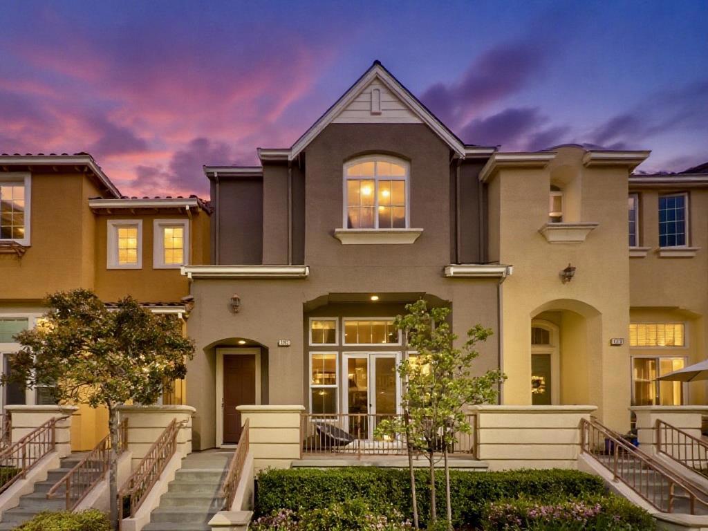 Tucked away on a peaceful street in the heart of Santa Claras Rivermark community, this beautifully updated home offers a perfect blend of elegance and comfort. Soaring ceilings, oversized windows, and rich hardwood floors create a light-filled living space with timeless appeal. The chefs kitchen shines with granite countertops, stainless steel appliances, and sleek white cabinetryoffering both style and function. A serene primary suite invites relaxation with plush new carpet, a dramatic arched window, and a spa-inspired en-suite bath featuring dual vanities, a soaking tub, and a frameless glass shower. Additional rooms provide flexibility for work, guests, or play, while the bright breakfast nook and elevated dining area enhance everyday living. Ideally located just steps from parks, shops, and major tech campuses, this home delivers luxury living in one of Silicon Valleys most desirable neighborhoods.