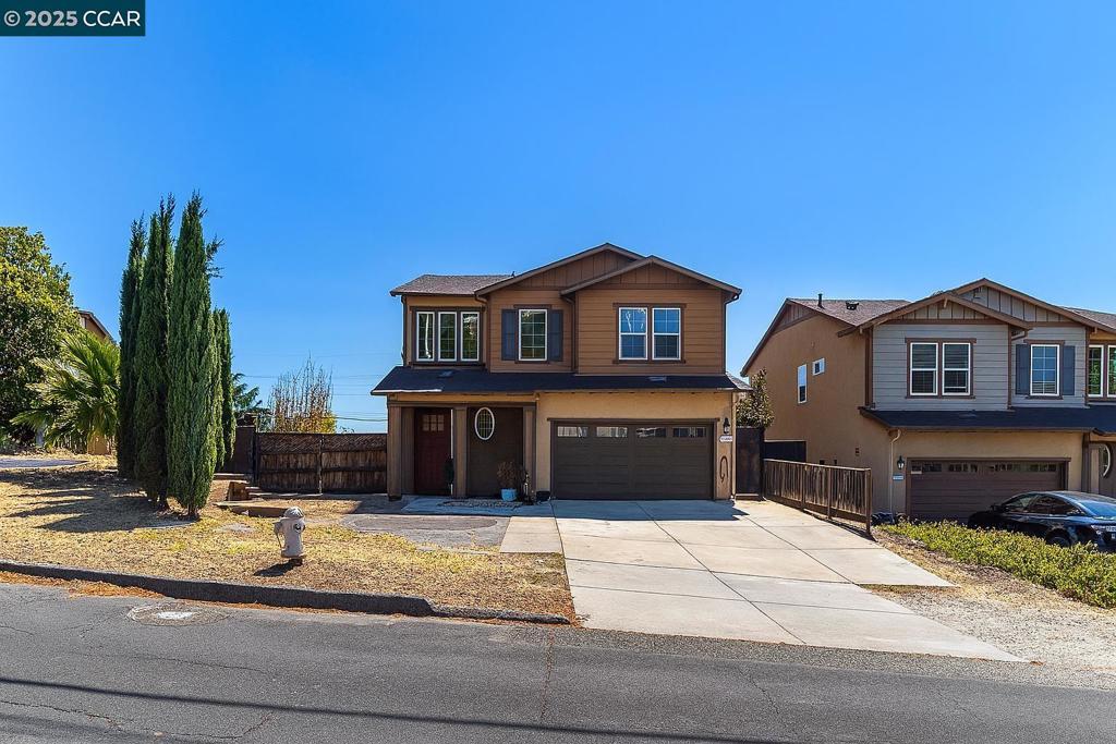 OPEN FRIDAY 5-7PM! Welcome to this beautiful 3-bed, 2.5-bath home with a BONUS 4th room—perfect as a guest space, office, or in-law suite! Built in 2015, this newer modern home offers high ceilings, oversized doors, and large windows that fill the space with natural light. The open-concept great room features dimmable recessed lighting and flows into the beautifully updated kitchen with a large island, high-end stainless steel appliances, and ample cabinetry—a true chef’s delight. Glass doors open to a private garden patio with raised vegetable beds. Upstairs, the view-oriented primary suite offers a peaceful retreat. Downstairs, the separate 4th bedroom and half bath provide ideal flexibility for guests or remote work. Additional highlights include a finished bonus room in the garage and a huge custom shed in the backyard—perfect for storage or hobbies., RV/ Boat parking and whole house filtration system. Located in the sought-after Martinez School District and walking distance to top-rated schools, just 1.5 miles to downtown!