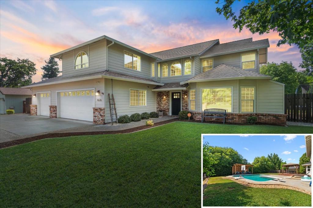Beautifully upgraded home with a pool! This spacious property offers 4 bedrooms plus an office (or 5th bedroom), 2 full baths, and a convenient half bath. The modern kitchen features updated appliances, a wine refrigerator, and a large island perfect for cooking and entertaining. Enjoy hosting gatherings with a large living room, family room, expansive deck with pergola, pool gazebo, RV parking, and a 3-car garage. Located near Enterprise Park with pickleball, disc golf, Kids Kingdom, basketball, and soccer. Just minutes from Redding airport, shopping, and dining!