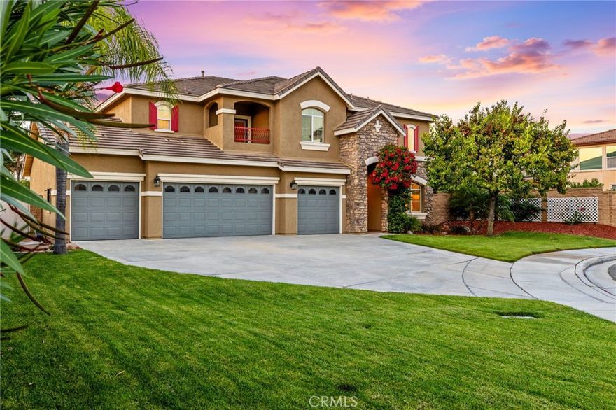 Welcome to this exceptional 4-bedroom, 3-bathroom home perfectly situated on an oversized corner lot at the end of a quiet cul-de-sac with 4 car garage in one of South Temecula’s most desirable communities. From the moment you enter, you are greeted by soaring ceilings and an expansive formal living and dining area that sets the tone for the home’s open and inviting layout. The beautifully appointed kitchen features granite countertops, rich cabinetry, a large center island, and opens seamlessly to the spacious family room with towering ceilings, creating the perfect space for entertaining and everyday living. A convenient main-level bedroom and full bathroom offer ideal accommodations for guests or multigenerational living. Upstairs, a spacious open loft offers a versatile space—ideal as a game room, home theater, or second family living area—adding to the home’s exceptional functionality and space. Three additional generous-sized bedrooms include the stunning primary suite with a private sitting area, spa-inspired bathroom with soaking tub, dual vanities, and dual walk-in closets The expansive lot offers exceptional privacy with a covered patio, mature landscaping, and fruit trees—perfect for outdoor relaxation and gatherings. Additional highlights include a rare 4-car garage, very low HOA, and low taxes. Located just minutes from Temecula’s world-renowned wineries, award-winning Great Oak High School, shopping, dining, and more. This home combines comfort, space, and an unbeatable location—making it an incredible opportunity for those seeking the ultimate Temecula lifestyle.