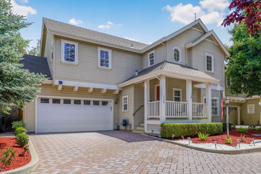 Charming and private designer home, built in 2002 and 3 bedroom /2.5bath  home with designer finishes, setback from street in a quiet setting. Only blocks to downtown Mtn. View where you can enjoy the farmers market, numerous options for restaurants and cafes, shopping, Caltrain, VTA light rail, library and more! This is a ready-move-in house. Newly laminate floors and paint throughout.  Nest thermostat. no carpet! None of the deferred maintenance you get with an older home, plumbing, electric, insulation and windows, all modern, bright and shiny. Big windows and a very private yard help incorporate the outside and the inside. Great room includes a gourmet kitchen with quartz countertop, formal dining area, family room with gas fireplace and a view to the impeccably beautiful backyard. Master bedroom boasts a coffered ceiling, walk-in closet, two vanity sinks and a shower over tub. Second and third bedrooms are joined by a Jack and Jill bathroom with two private vanities. Two car garage with storage and workshop space with a door to the yard. Top Mountain View Schools. No monthly HOA fees. Close to 237 and 85, convenient for commuters, especially for people working at Google, Apple and Facebook. Don't miss it!!!