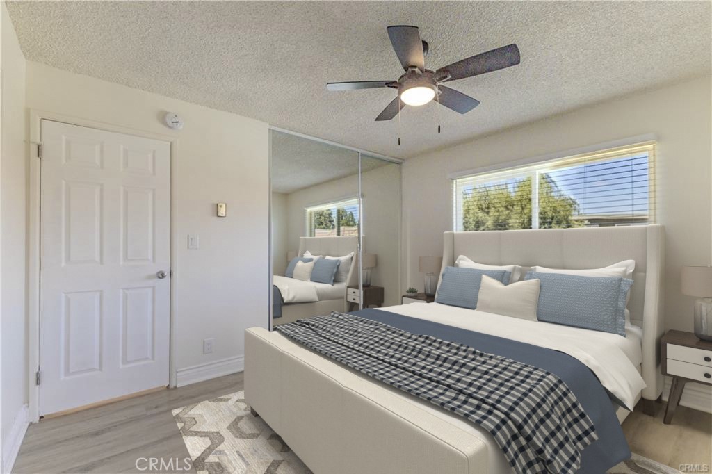 Discover modern living in this fully renovated upper-level condo, ideally located near the heart of Downtown Pomona. This 1-bedroom, 1-bathroom home offers 565 square feet of thoughtfully updated space in a gated, two-story complex. Step inside to find brand-new vinyl flooring, fresh interior paint, and new dual-pane windows that enhance natural light throughout. The updated kitchen features sleek stainless steel appliances, a new sink, and stylish countertops, perfect for everyday cooking or entertaining. The bathroom has been tastefully remodeled, and the bedroom includes mirrored closet doors, ceiling fan, and plantation shutters for comfort and privacy. Enjoy a small private balcony at the front of the unit. This unit includes one covered carport parking space. Located near the 60 and 10 freeways with easy access to surrounding cities.