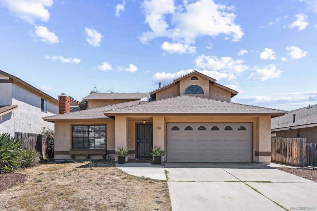 Welcome to this delightful cul-de-sac gem at 7281 Danawoods Court, San Diego! This 4-bedroom, 3-bath beauty spans 1,804 sq ft and flaunts a newer roof and solar panels for energy efficiency. An inviting living space features vaulted ceilings and a cozy gas fireplace. The updated kitchen shines with granite countertops, a gas range, and appliances including a dishwasher, disposal, microwave, and refrigerator. Fresh paint throughout complements the refreshed bathrooms. Enjoy the flexibility of a downstairs bedroom, perfect as an office or guest room, and a primary suite with a walk-in closet and dual sinks. The spacious backyard on a large lot is ideal for entertaining, complete with fruit trees and storage sheds. Plus, benefit from a VA assumable mortgage. Don’t miss this must-see home