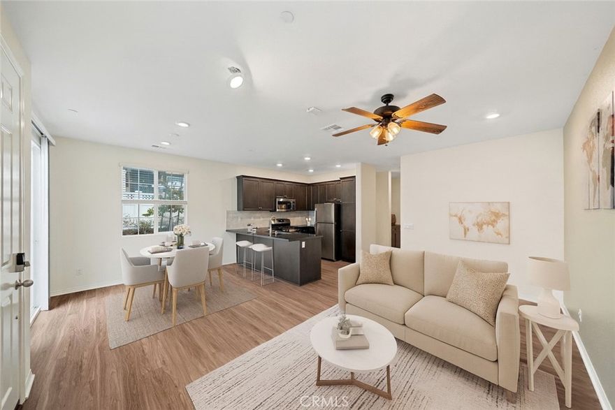 This beautifully upgraded 3 bed, 2.5 bath end-unit condo with a 2-car attached garage combines comfort, style, and smart living. Enjoy upgraded flooring throughout, a chic marble backsplash, and an open, light-filled layout perfect for entertaining or relaxing. Modern smart-home features include keyless entry, a smart thermostat, and smart garage access—plus a whole-house fan for year-round comfort. Located in a well-maintained community with a sparkling pool and just minutes from downtown Murrieta’s shops, dining, and entertainment, this home offers the perfect blend of convenience, efficiency, and modern design.