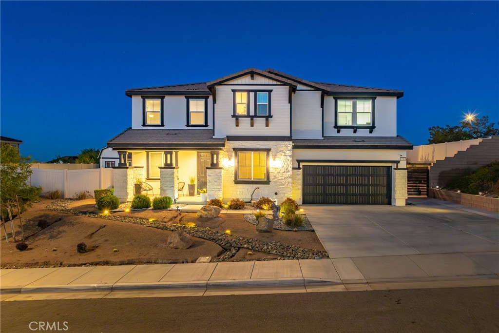 ***LIVE BEAUTIFULLY*** Newly Built Modern Estate w/ 5 Bedrooms, Valley Views, & PAID SOLAR! No HOA & NO Mello-Roos! Built In 2020, This Estate Features A 3 Car Tandem Garage, 5 Bedrooms, 5 Bathrooms, , Including A Downstairs Bedroom w/ A Full Bath PLUS An Additional Bonus Room, Over 4,200 SQ FT Of Living Space, A Luxury Primary Suite w/ Valley Views, And A Large Backyard! The Bright And Airy Formal Living Room Showcases A SOARING Ceiling w/ Plenty Of Natural Lighting, A Dual Sided Fireplace, And Opens Up To The Formal Dining Room w/ A Modern Light Fixture. The Grand Modern Chef's Kitchen Boasts A Huge Walk-in Pantry, Stainless Steel Appliances, Plenty Of Cabinetry, And A Massive Center Island w/ Quartz Countertops & Barstool Seating That Opens Up To The Spacious Family Room With A Fireplace! The Upstairs Loft Is Perfect For Game Night Or Movie Night With The Family, And Offers Amazing Valley Views! The Luxury Primary Suite Offers More Views, LED Lighting, Upgraded Baseboards, Two Large Walk-In Closets, And A Massive Primary Bath w/ Dual Vanities, Therapy Soaking Tub, And An Extra Wide Stone-tiled Shower! Three More HUGE Bedrooms Upstairs And A Laundry Room w/ A Deep Sink. Enjoy Your Large Backyard That Features Two Side Yards w/ Potential RV Access, A Pergola, Tiered Flower Beds, A Storage Shed w/ A Bathroom, And More Valley Views! This Modern Built 5 Bedroom View Estate Is A Must See!