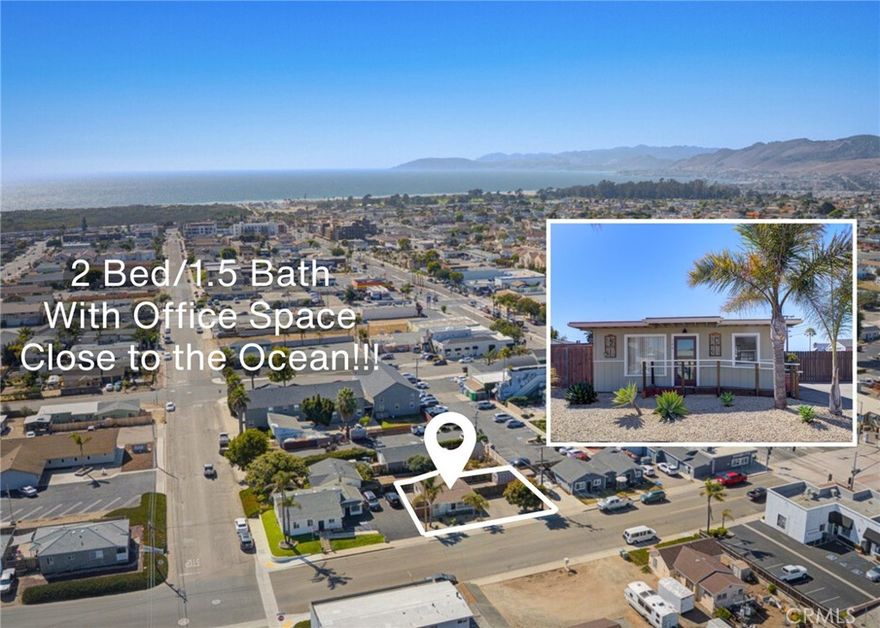 Welcome to your private coastal oasis in the vibrant and emerging town of Grover Beach. This unique property combines a 2-bedroom, 1-bath residence with a separate office suite featuring a wheelchair friendly ramp and bathroom.  This property is perfect for those seeking a wonderful home with added commercial benefits.



Step through the double glass front doors into a bright, open living area seamlessly connected to a beautiful, private landscaped yard that is perfect for relaxing, outdoor dining, entertaining and raised planter beds. The home's interior includes a kitchen, full bath with subway tiled tub/shower, two bedrooms off a wide hallway, and an indoor laundry closet.



Recent upgrades include new windows in the residence, energy-efficient LED lighting, fresh interior paint, solid flooring throughout, professional landscaping, and a convenient storage shed. A large avocado tree adds to the charm of this property.



The separate professional office suite, with its own address and private entrance, can be rented independently or integrated with the home to create a flexible live-work environment.



Enjoy a highly walkable neighborhood with an 89 Walk Score—steps to coffee shops, juice bars, the beach, and a community park undergoing exciting renovations.



A rare opportunity where comfort, flexibility, and coastal living converge. Don’t miss your chance to own this charming and versatile Grover Beach property.
